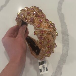 Tweed Oval Crystal Soft Coral headband